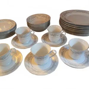 Noritake China Set With Floral Pattern, Service For Four, Includes Plates And Cups