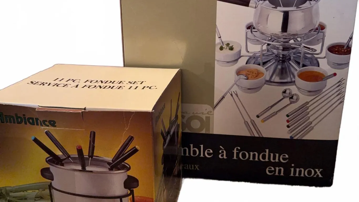 2 Stainless Steel Fondue Sets by Ambiance and En Prime