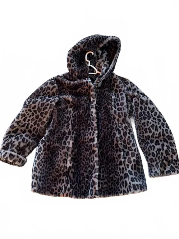 Guillaume Faux Fur Leopard Print Hooded Jacket