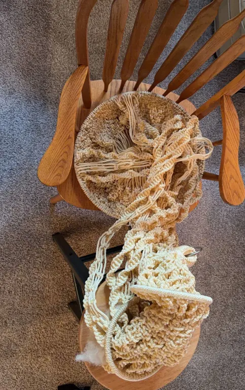 Handcrafted Macrame Plant Hangers in Cream-Coloured Yarn