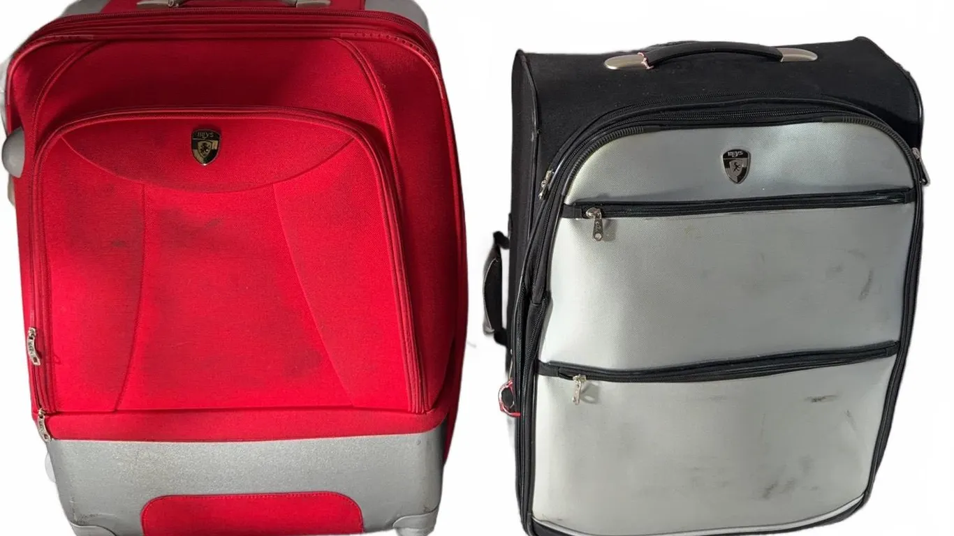 2 Heys Softside Rolling Suitcases Red And Grey, Black And Grey