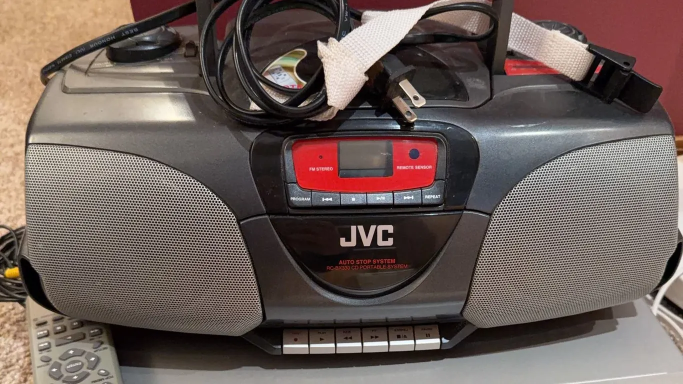 JVC CD Radio Cassette Recorder With Remote And Samsung DVD Player