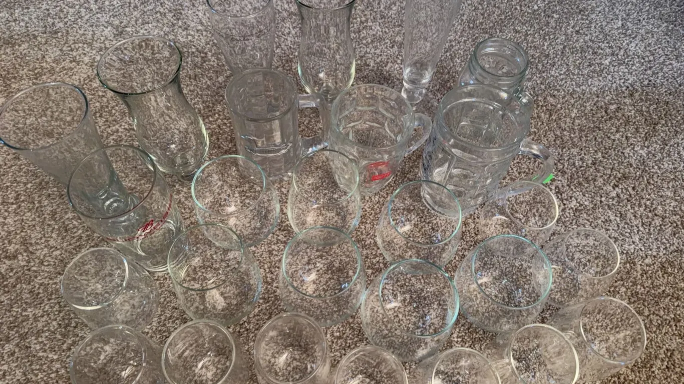 Beer Glassware Lot Including Budweiser and Stout Beer Glasses