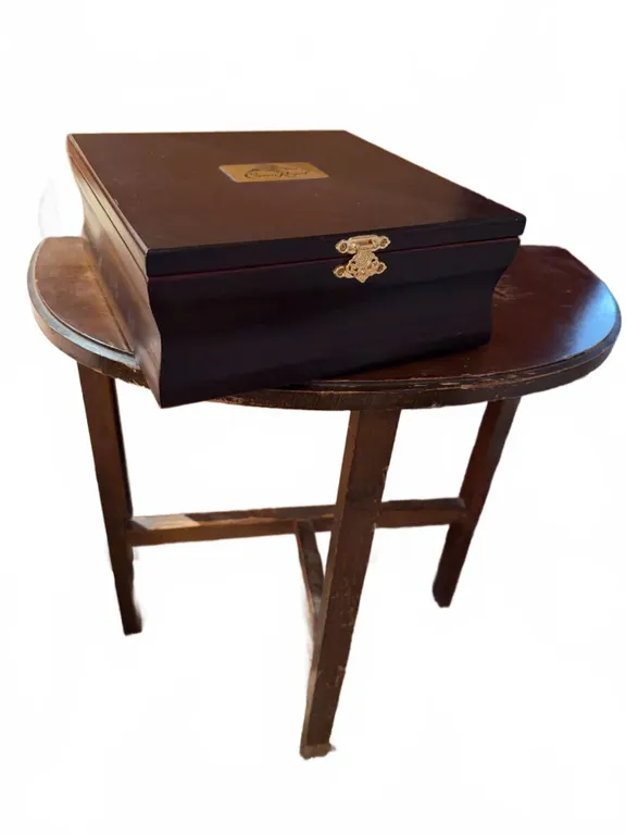 Crown Royal Wooden Presentation Box with Blue Velvet Lining and Brass Clasp