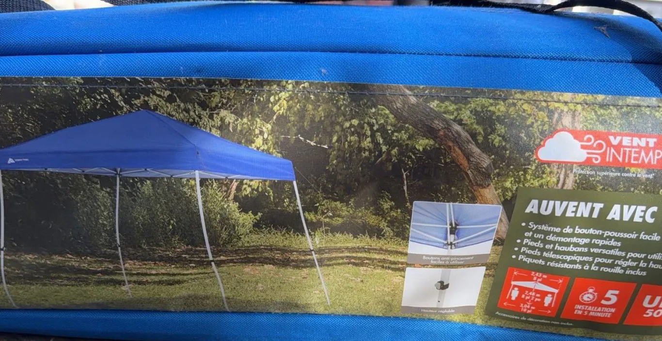 Ozark Trail 10x10 ft Blue Instant Canopy Shelter With Legs and Carry Bag