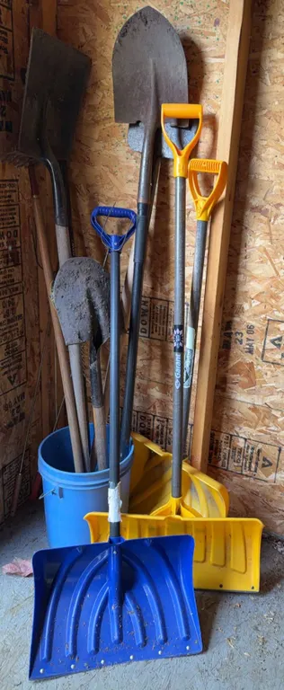 Snow Shovels, Dirt Shovels, and Bucket