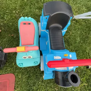 2 Children's Ride-On Toys Plastic Hippo and Train Blue and Red