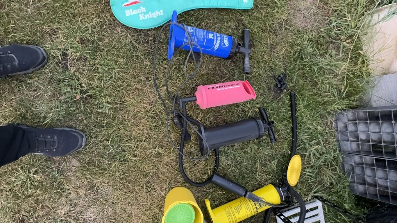 Black Knight Racquets, Manual Air Pumps, Assorted Plastic Cups and Containers