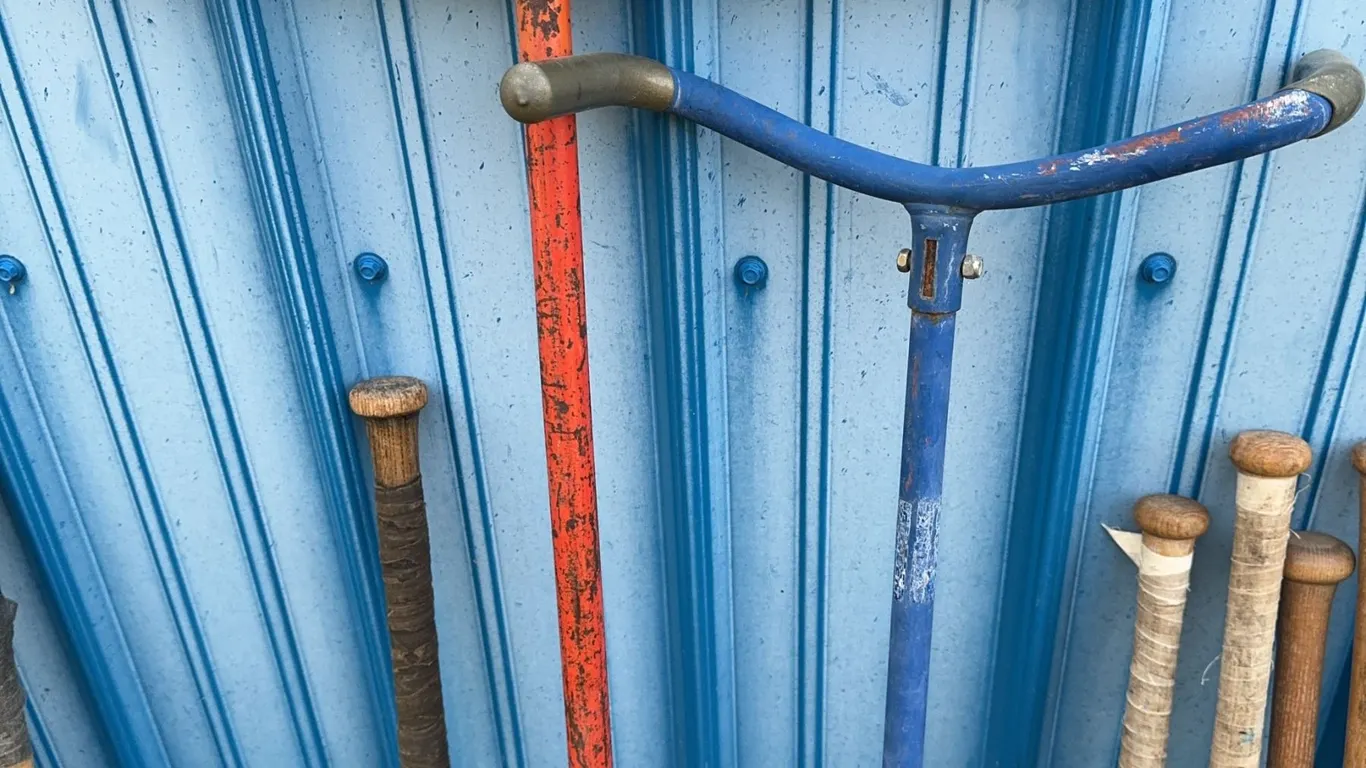 Vintage Manual Post Hole Diggers and Garden Cultivator, Metal and Wood
