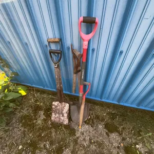 3 Hand Tools: 2 Shovels and Lopper With Wood Handles