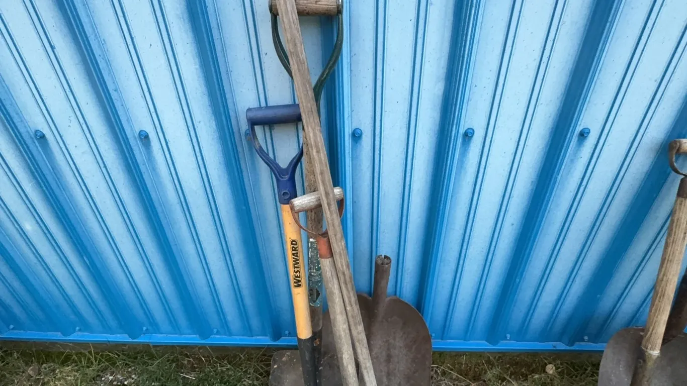 Garden Tools Including WorkPro Shovel and Two Vintage Metal Shovels