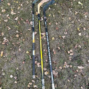 3 Used Hockey Sticks Including Bauer and Sher-Wood