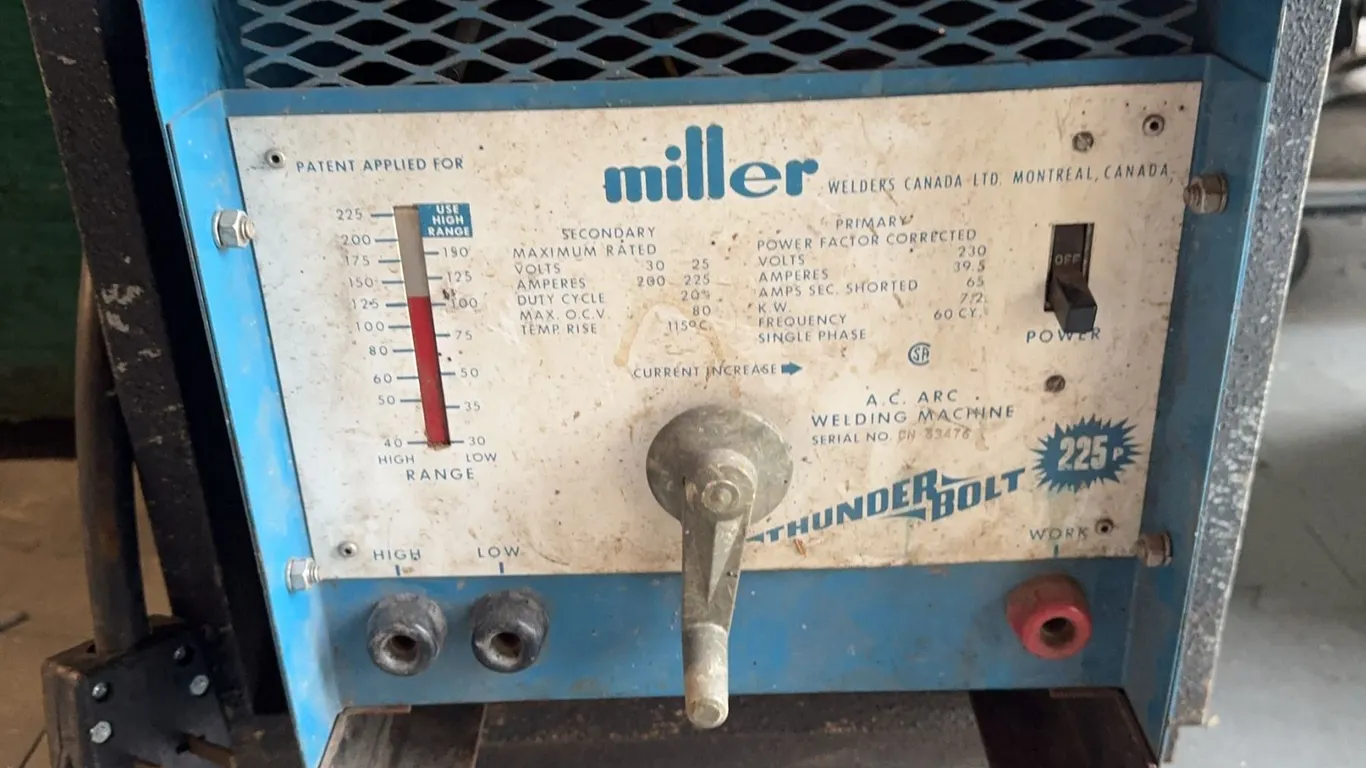 Miller Thunderbolt 225 AC Arc Welder with Leads and Welding Helmet
