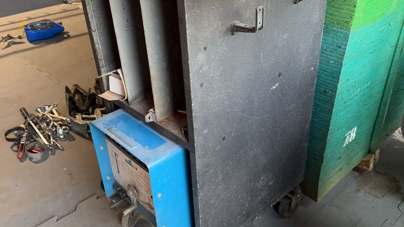 Industrial Cart With Wheels and Metal Storage Cabinet