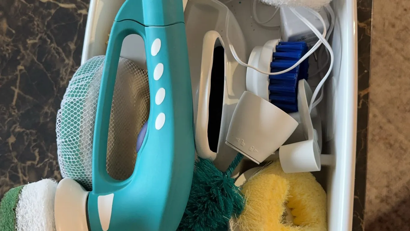 Electric Handheld Polisher with Multiple Interchangeable Brush and Scrub Attachments