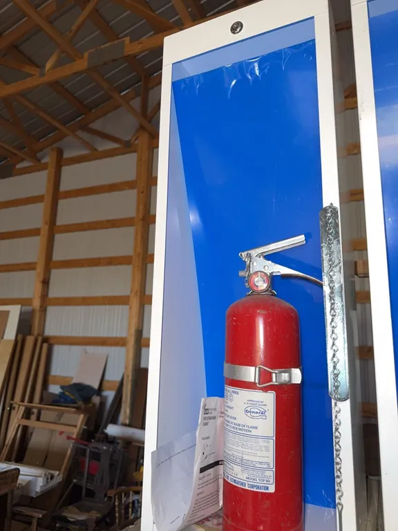 Uline H-2122 Fire Extinguisher Cabinet with Fire Extinguisher and Mounting Instructions