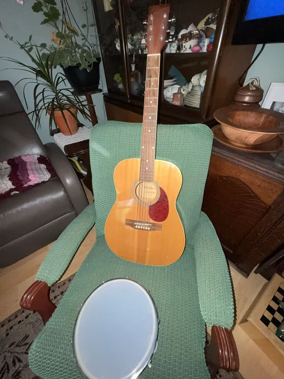 Spectrum Acoustic Guitar Model OPL50D and Tambourine Percussion Instrument
