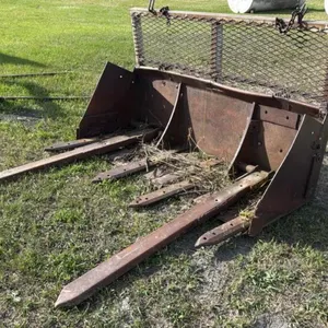 6’ Shop built bucket with manure tines and fold up bale forks