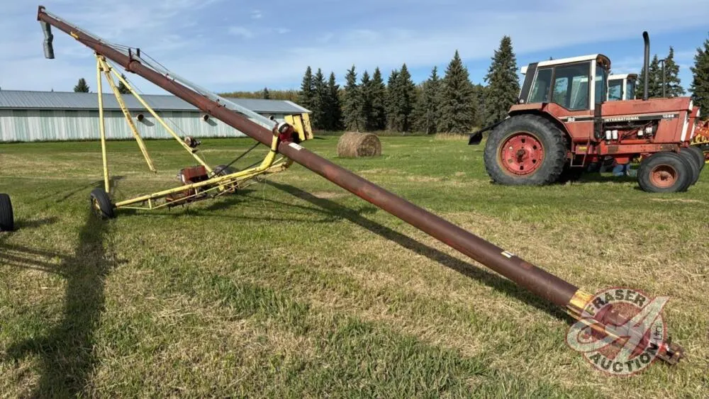 Farmking 8”x50’ auger with 16hp brigs and Stratton engine, S/N-NA