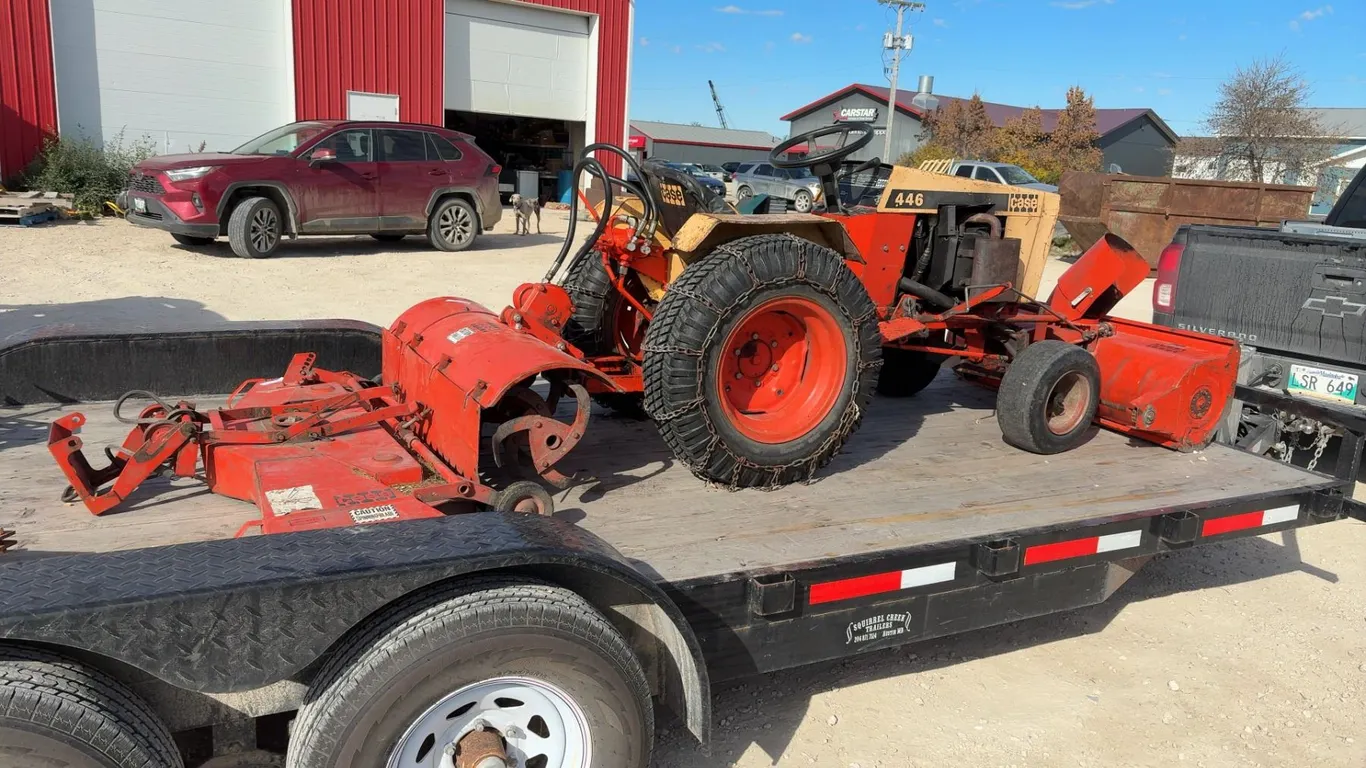 1970s Case 446 Garden Tractor with Mower Deck, Snowblower, and Tiller