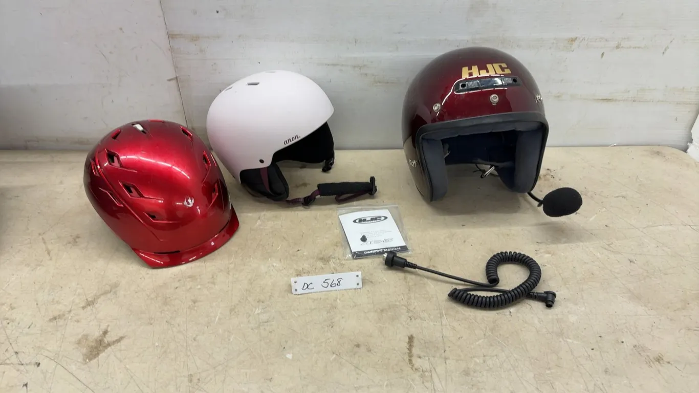 HJC FX-3 Open-Face Helmet, with Intercom, Anon Ski Helmet, Red Sports Helmet