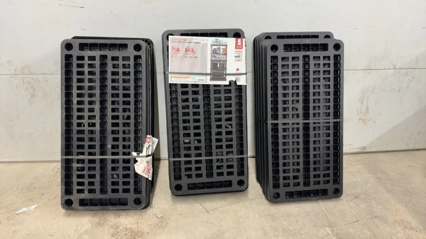 New 3 TuffStore Resin Shelving Unit, 5 Adjustable Shelves, 750 Pound Capacity, 36” x 18” x 72”
