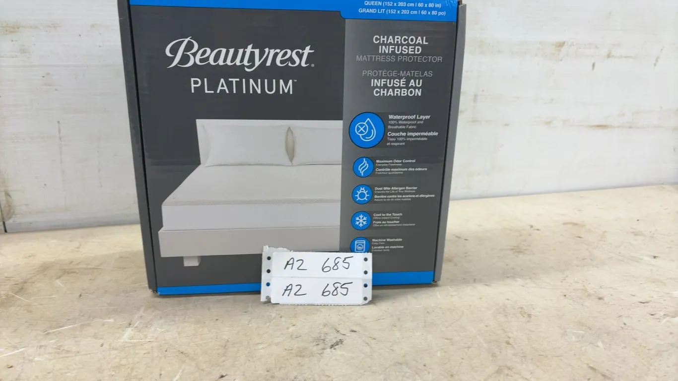 New Beautyrest Platinum Charcoal Infused Waterproof Mattress Protector, Queen, 60” x 80”