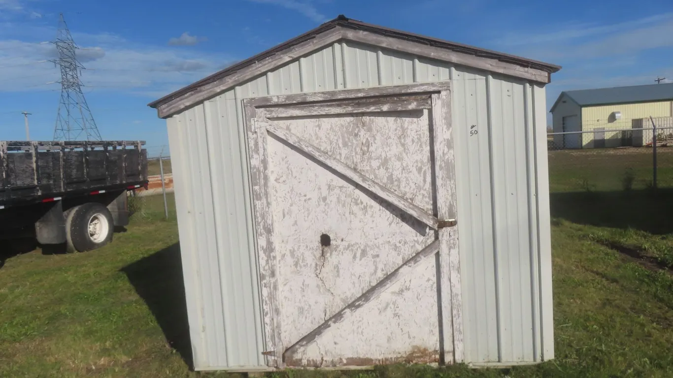 Sheet Metal Yard Shed 8' × 12' on Treated Skids