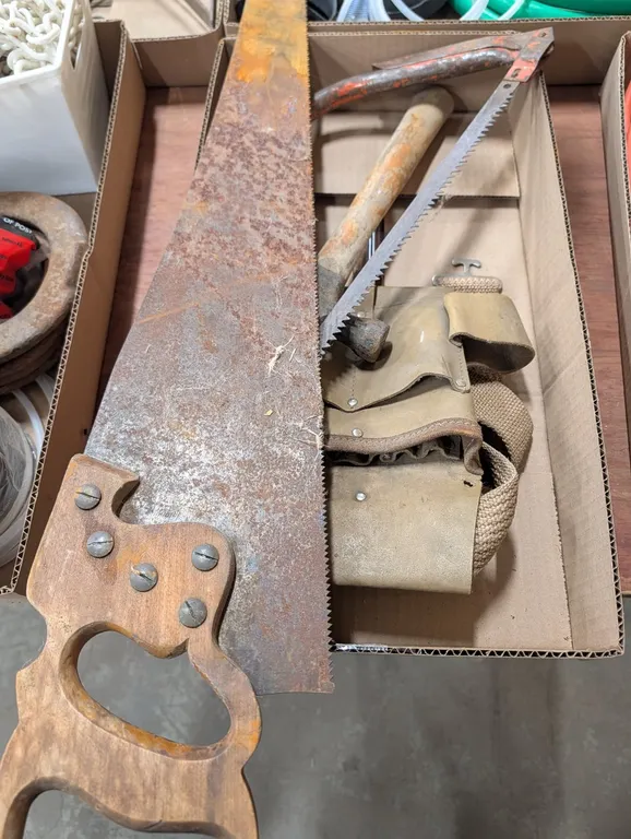 Hand Saw, Bow Saw, Hammer & Tool Belt