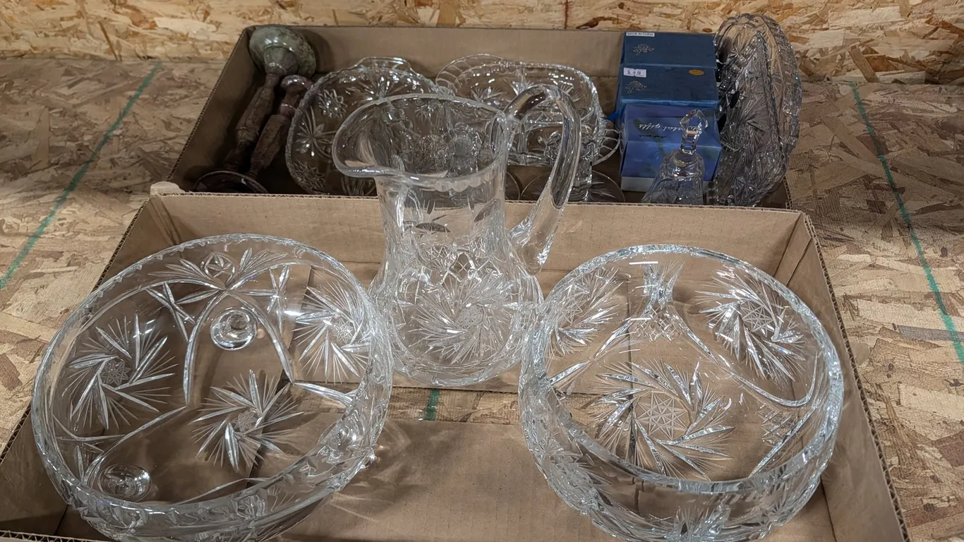 Assorted Crystal Tableware Pitcher & Bowls