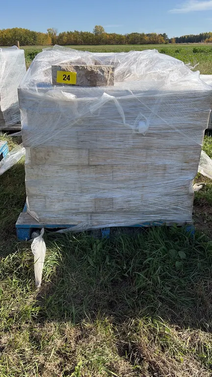 Pallet of textured stone bricks