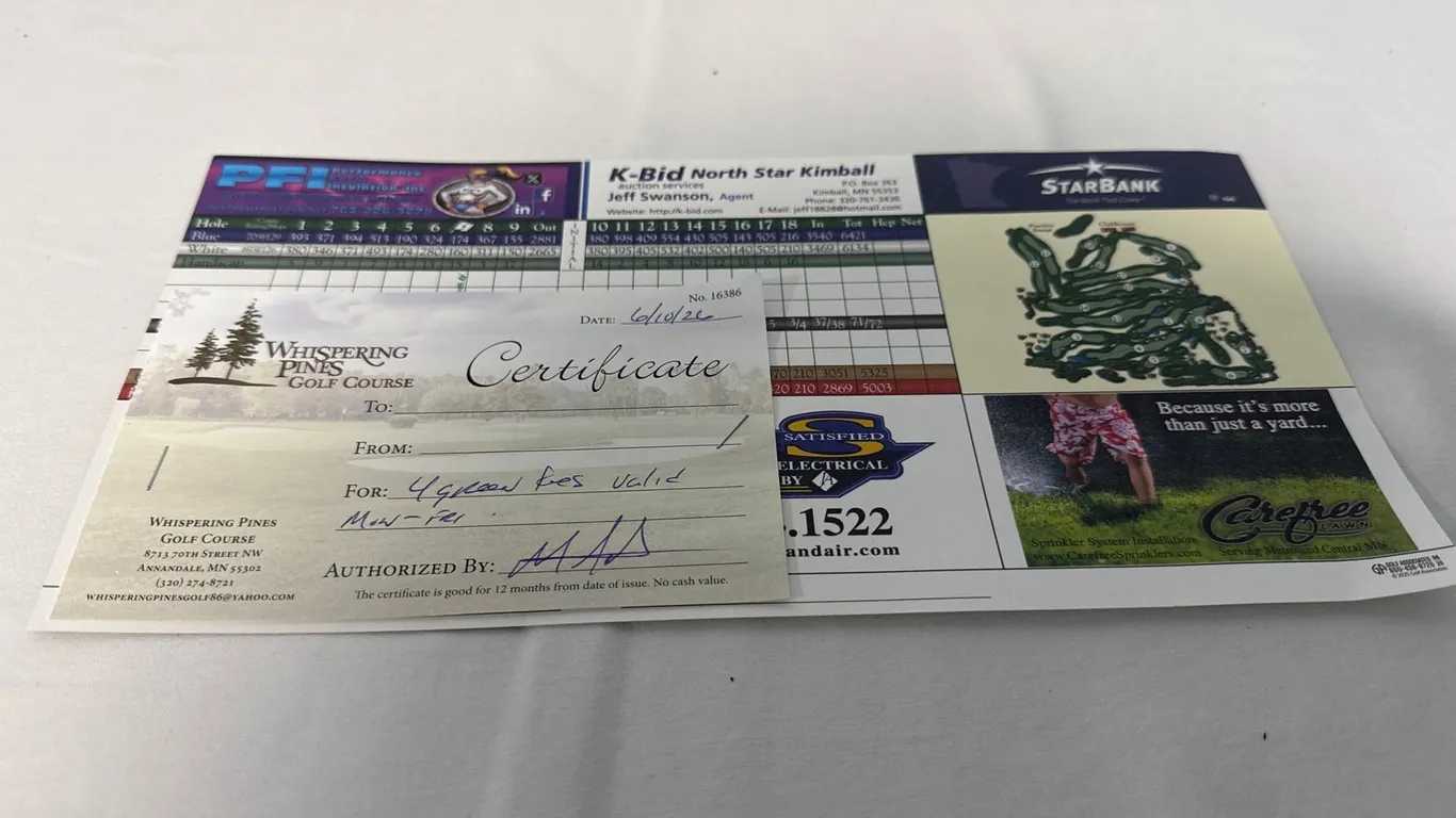 Golf Voucher for Whispering Pines Golf Course of Annandale