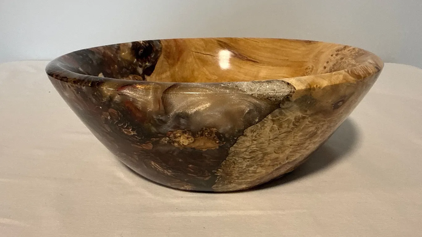 Hand Crafted Box Elder, Resin Pinecone Bowl by Duxby Woodworks