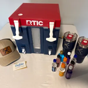 Enjoy a nice cold drink thanks to Built By Baldwin. Includes swag, cooler, cups, party shooters and a $25 gift card to Buffalo Spirits