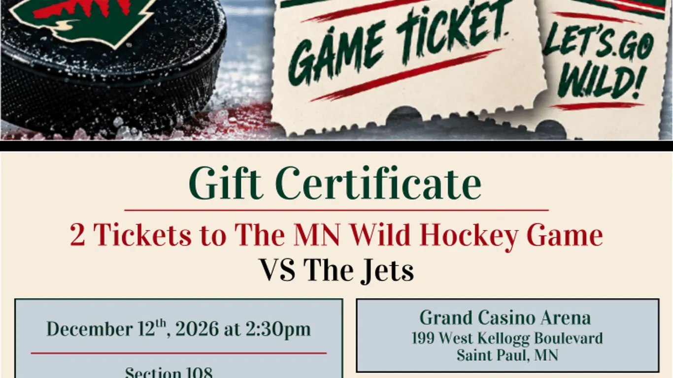 (2) Tickets to MN WILD vs JETS Game - December 12th
