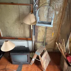 Lamps, Stool, and Bird Cage