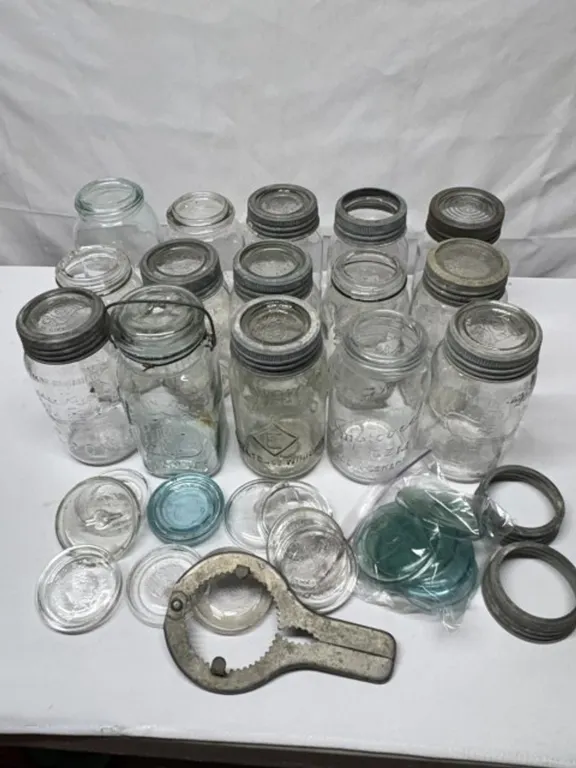Glass Mason Jars With Glass Lids+