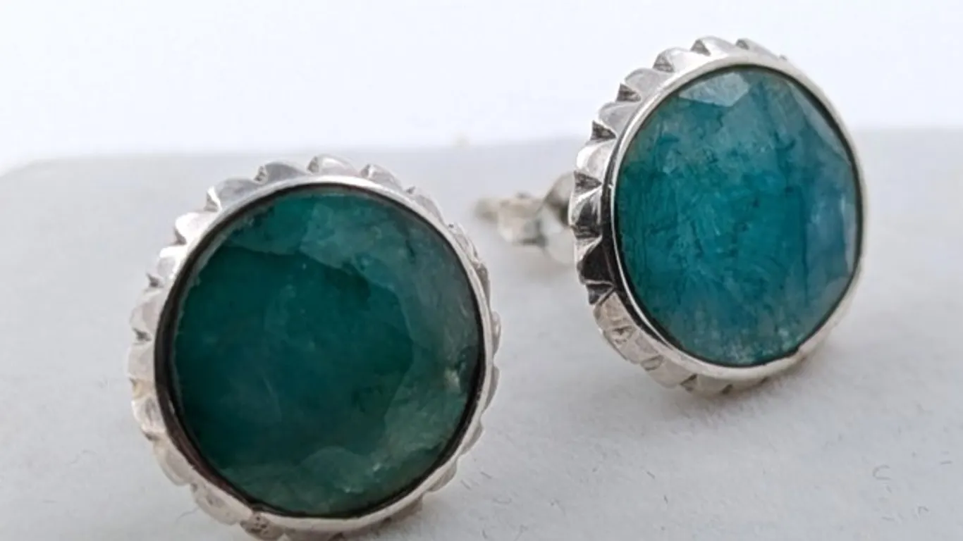 12.9 ct Certified Silver Emerald gemstone Earrings ($12,747 Appraisal)