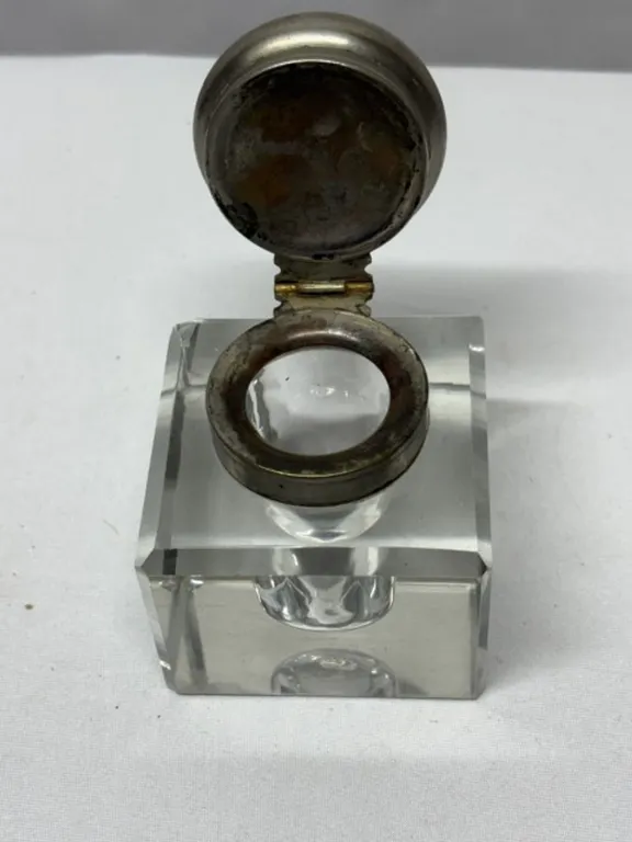 Brass Desk Inkwell And Pen Holder