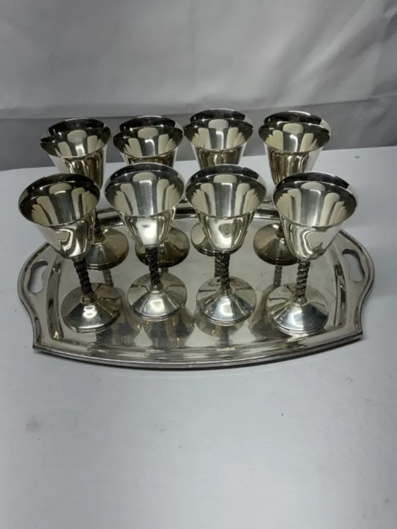 Silver-Plated Goblets & Tray