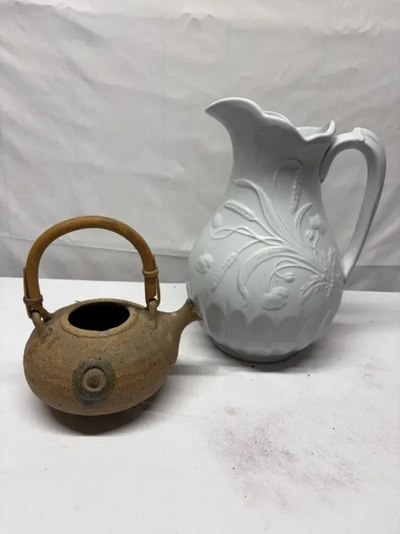 Studio Pottery Stoneware Teapot & Ironstone Pitcher
