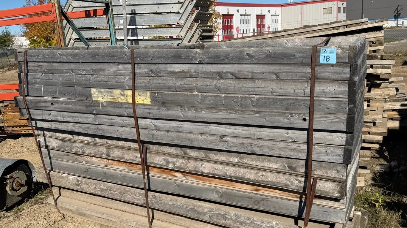Pallet of Wooden Scaffolding Platforms & Frames, 8ft long; snow shovel