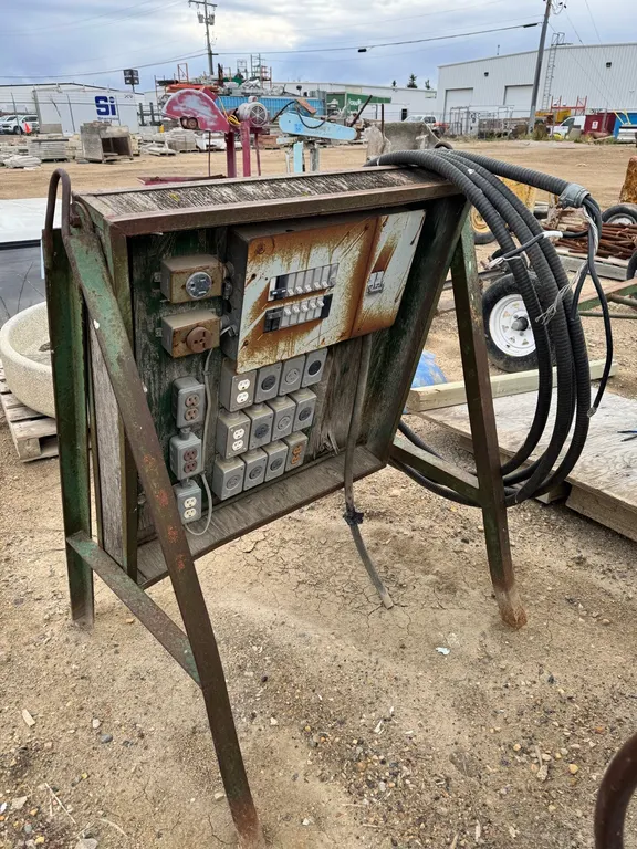 Portable Construction Power Distribution Panel w/ Breakers, Multiple 120V/240V Receptacles & Cables