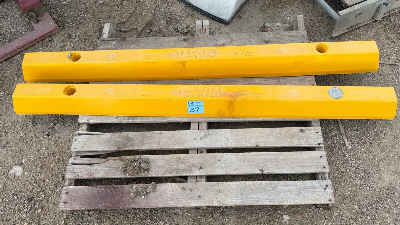 2 TUF-STOP Heavy-Duty Yellow Parking Lot Wheel Stops / Parking Curbs
