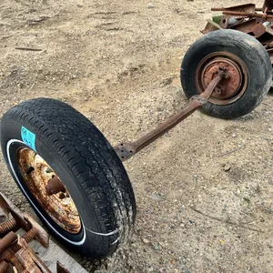 Vintage Automotive Front Axle & Suspension Assembly w/ Wheels & Tires