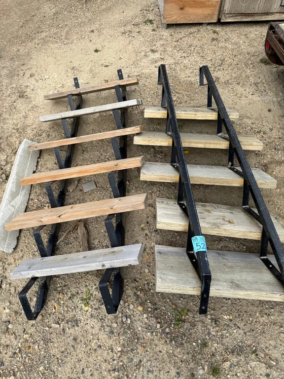 2 sets- Steel Stair Stringers with Wood Treads, 7ft long