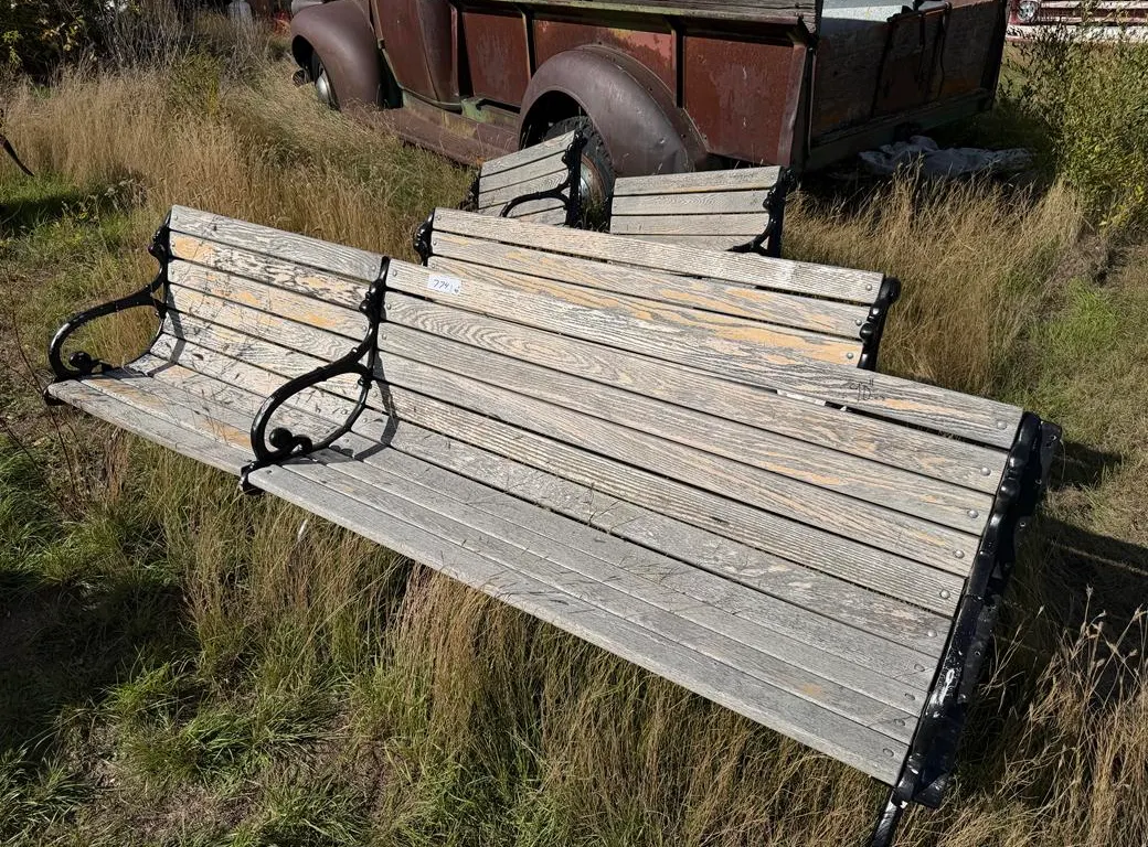 Park Benches - Wood and Steel Legs