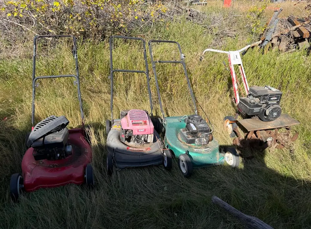 (4) Cultivators and (3) Gas Lawnmowers (Unverified Working Condition)