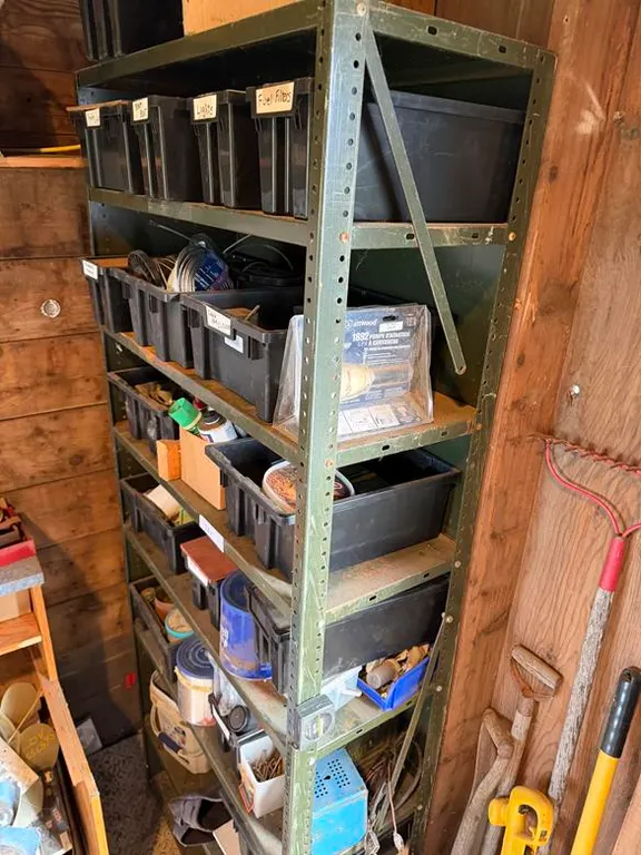 Metal Shelf and Various Auto Supplies and Hardware