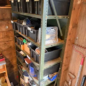 Metal Shelf and Various Auto Supplies and Hardware